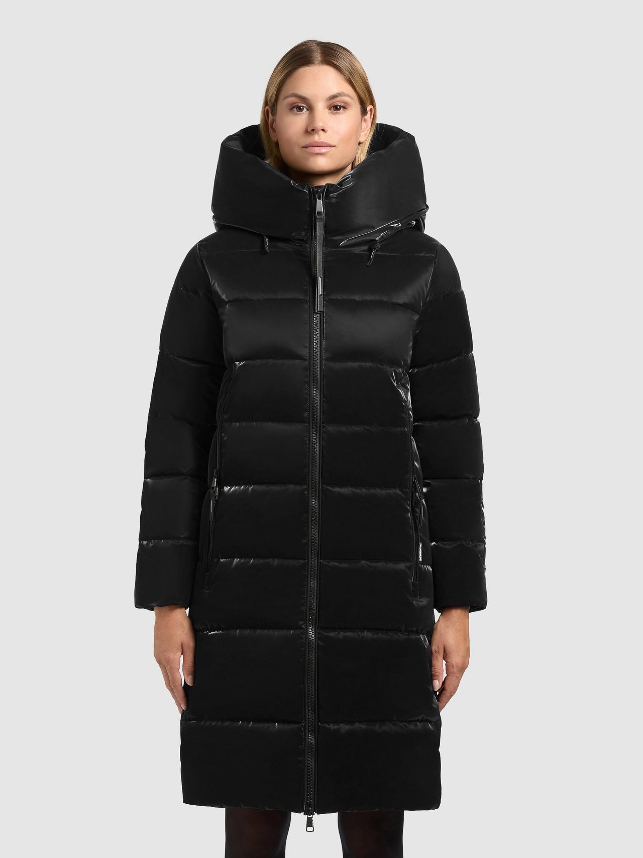 1229CO253 200 black | JILIAS6 SHINY Coat BLACK