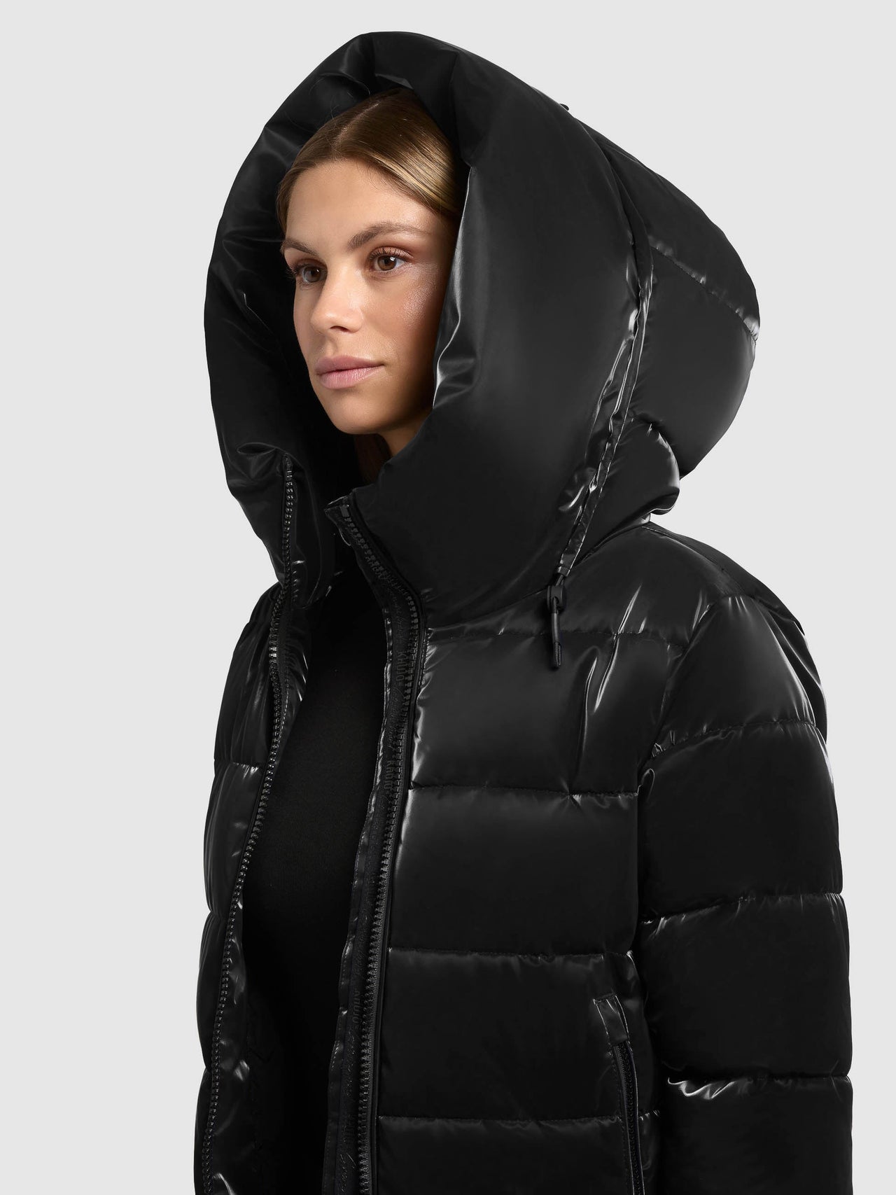 1229CO253 200 black | JILIAS6 SHINY Coat BLACK