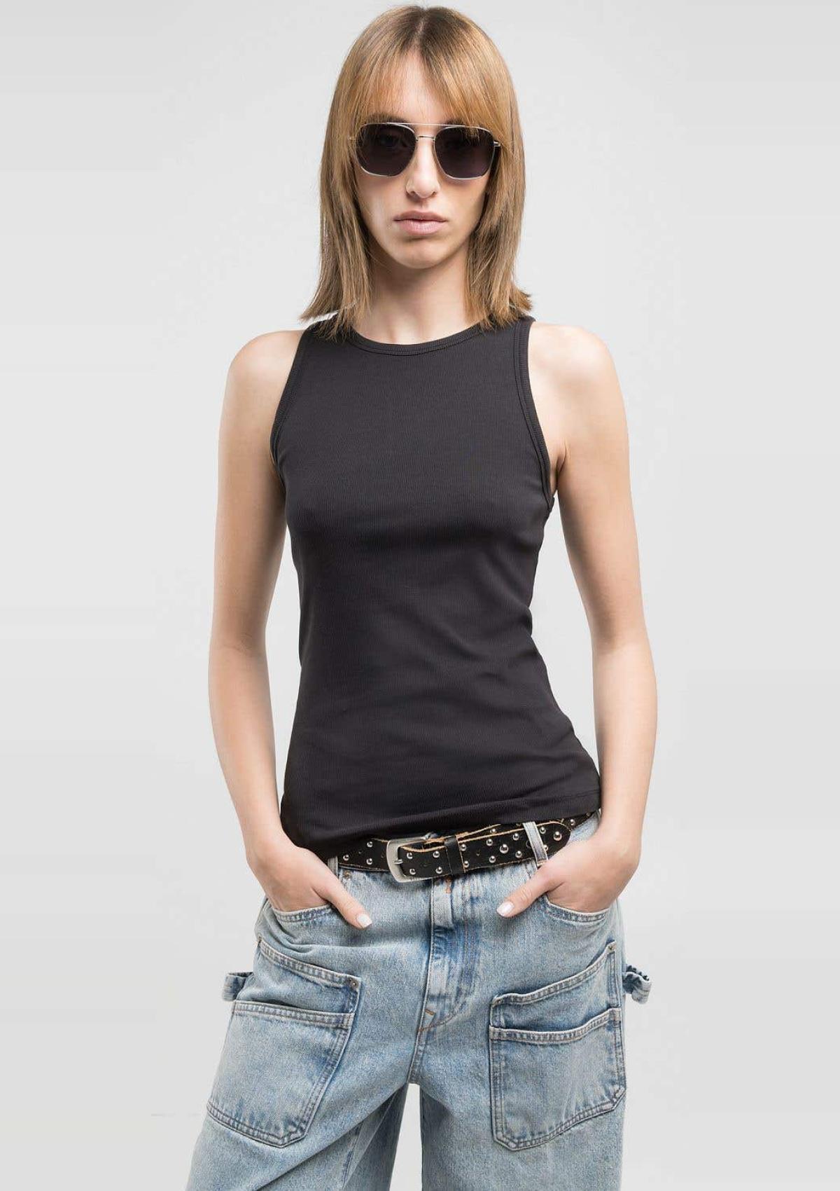 W3415-22839G 098 | SCHMAL GESCHNITTENES GERIPPTES TANKTOP