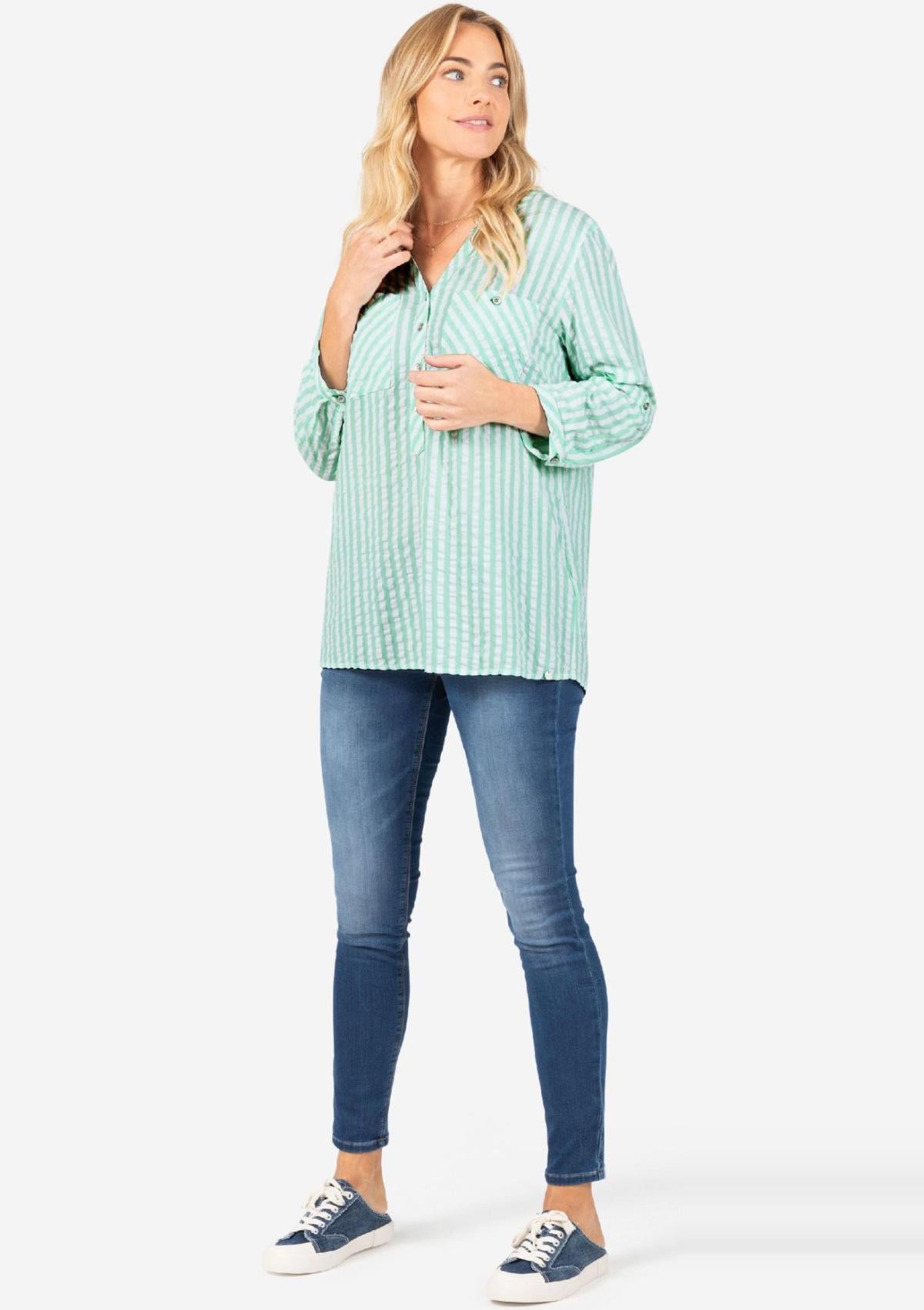 13-10124-00-1175 1055 | Striped Henley Blouse