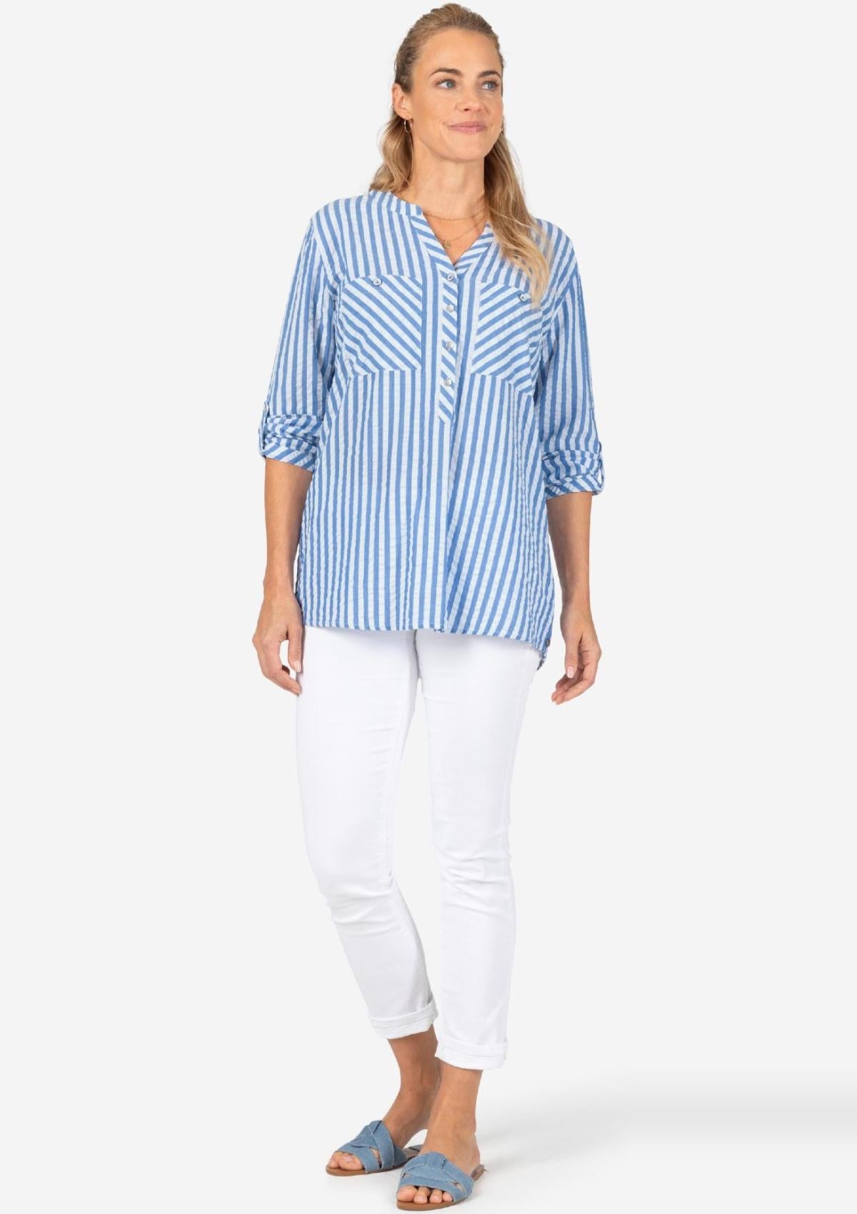 13-10124-00-1175 1058 | Striped Henley Blouse