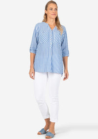 Thumbnail for 13-10124-00-1175 1058 | Striped Henley Blouse