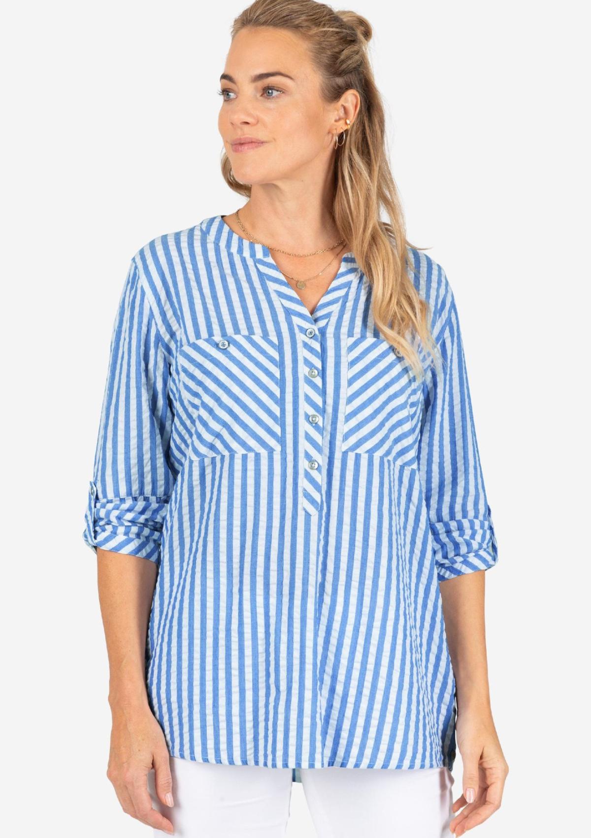 13-10124-00-1175 1058 | Striped Henley Blouse