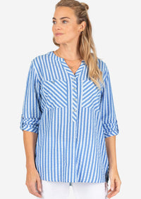 Thumbnail for 13-10124-00-1175 1058 | Striped Henley Blouse