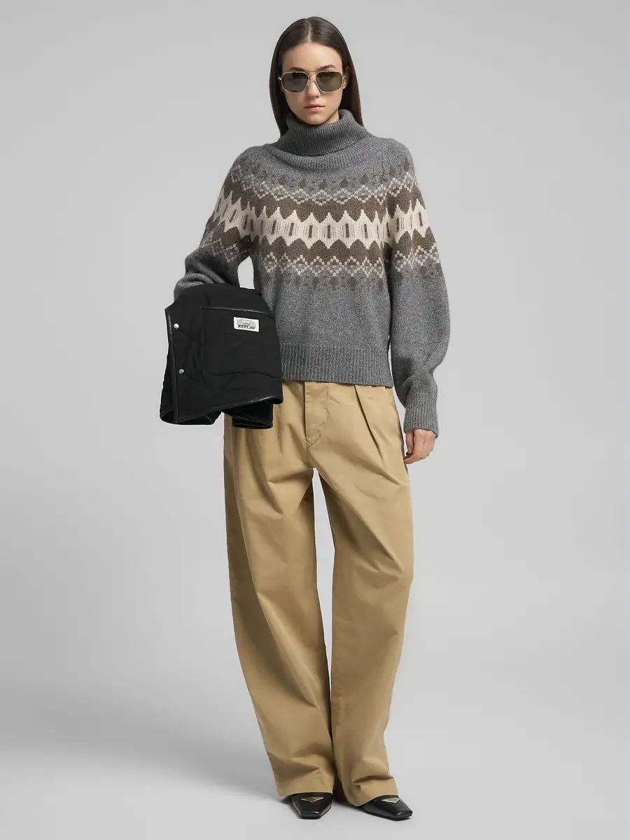 DK3924-G22726 010 | ROLLKRAGENPULLOVER AUS WOLLGEMISCH