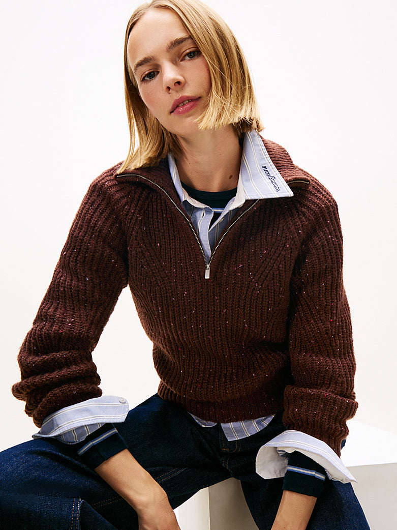 DW0DW21686 GS7 | Pullover mit Wolle und kurzem Reißverschluss