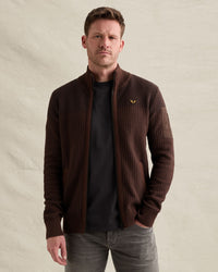 Thumbnail for PKC2609356 8168-Cappuccino | Strickjacke mit Reißverschluss und Flight-Pocket