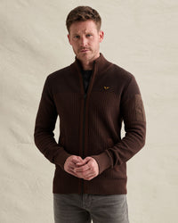 Thumbnail for PKC2609356 8168-Cappuccino | Strickjacke mit Reißverschluss und Flight-Pocket