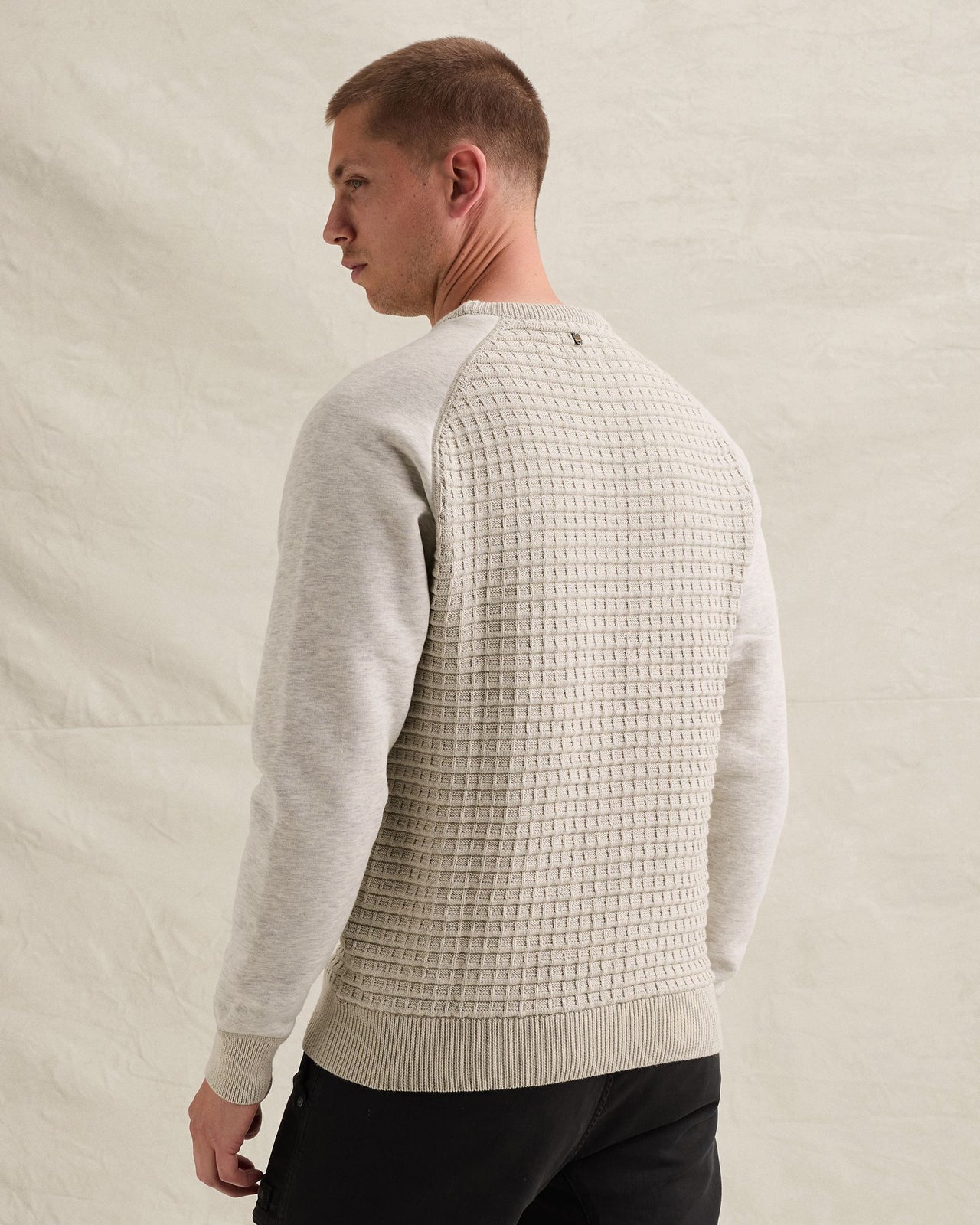 PKW2609323 910-Bone White Melee | Pullover mit Waffelstruktur und Raglanärmeln