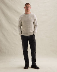 Thumbnail for PKW2609323 910-Bone White Melee | Pullover mit Waffelstruktur und Raglanärmeln