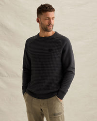 Thumbnail for PKW2609323 9140-Obsidian | Pullover mit Waffelstruktur und Raglanärmeln
