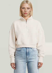 Thumbnail for D23692-E355-159 159 | Cropped Half Zip Loose Sweatshirt