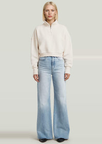 Thumbnail for D23692-E355-159 159 | Cropped Half Zip Loose Sweatshirt