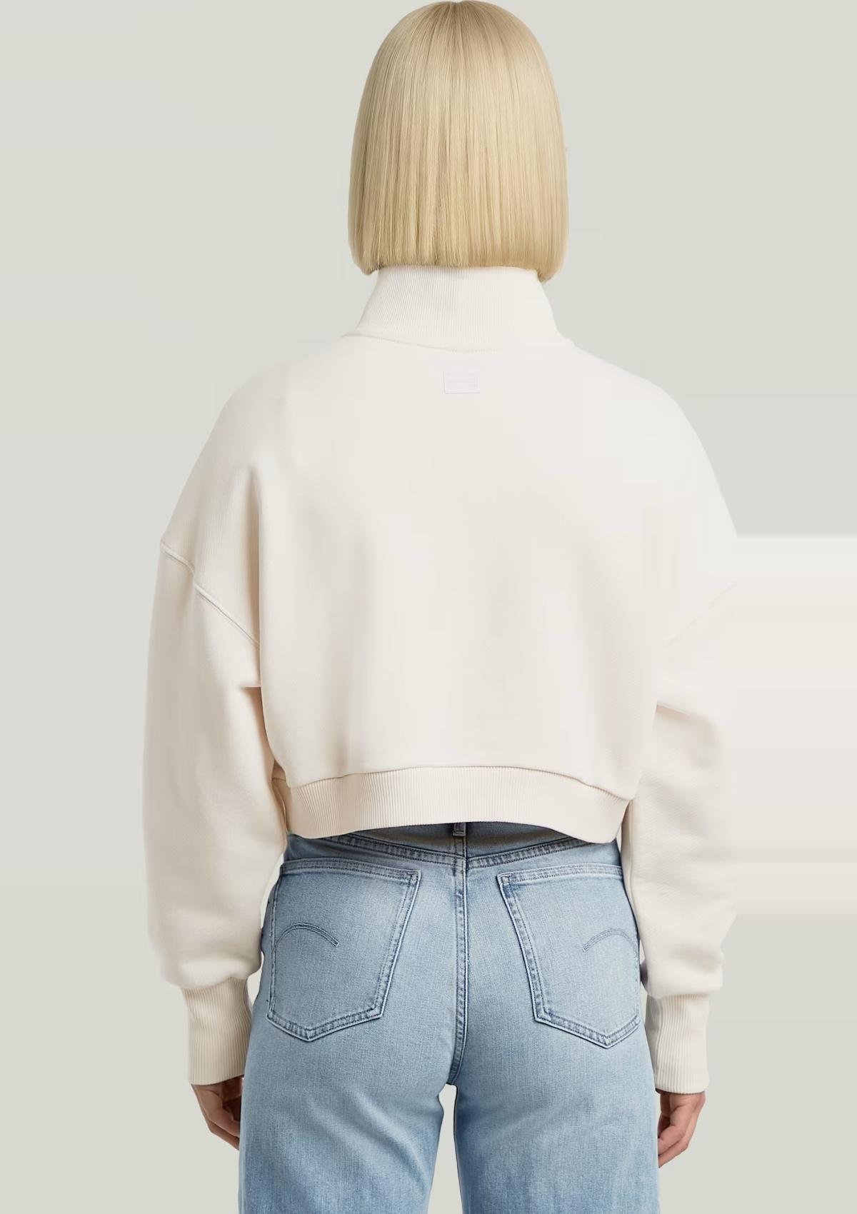 D23692-E355-159 159 | Cropped Half Zip Loose Sweatshirt