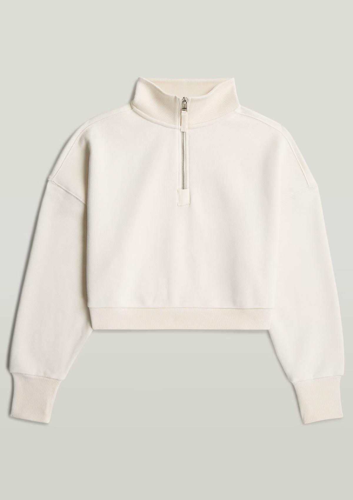 D23692-E355-159 159 | Cropped Half Zip Loose Sweatshirt