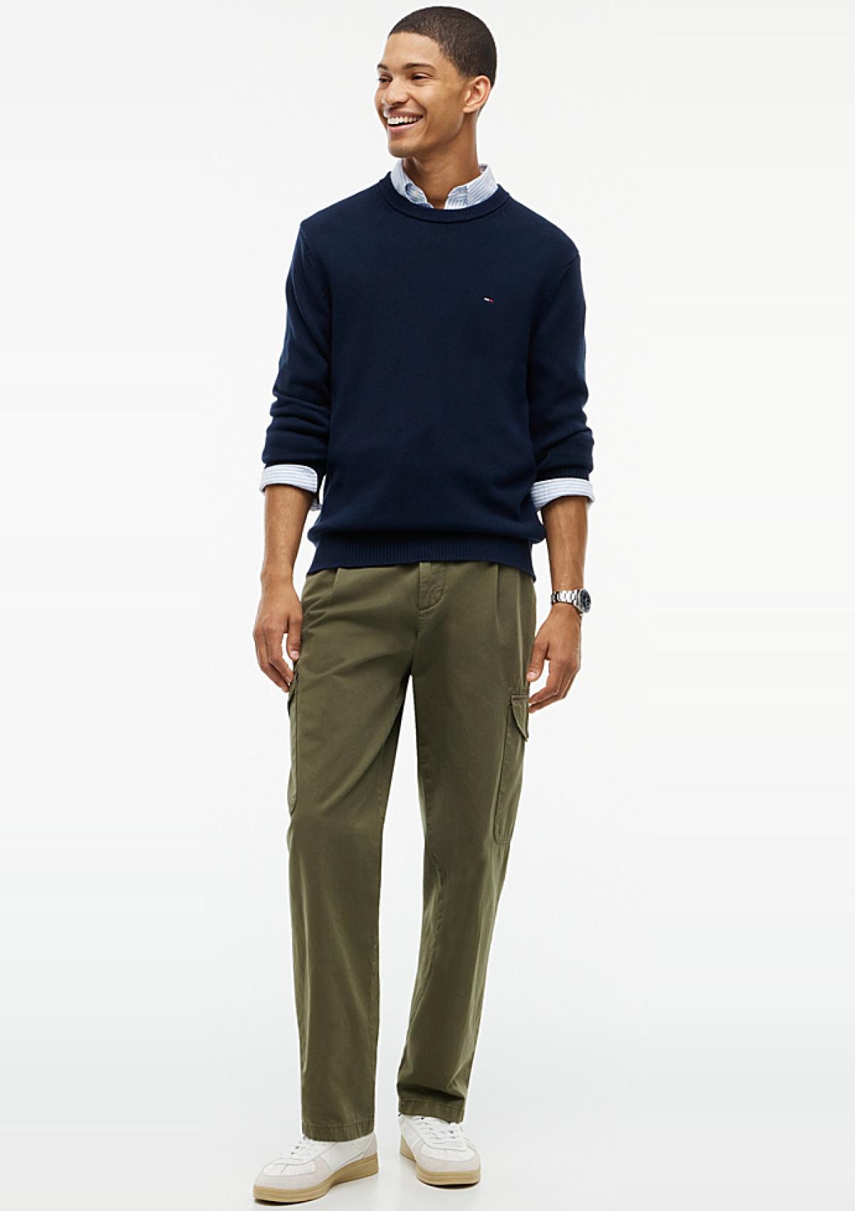 DM0DM21787 C1G | Tommy Flag strukturierter Slim Fit Pullover