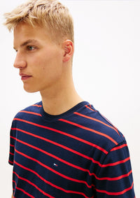 Thumbnail for DM0DM22544 C1G | Jersey-T-Shirt mit Streifen und Tommy Flag
