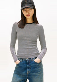 Thumbnail for DW0DW17387 0AP | Geripptes Slim Fit Langarmshirt