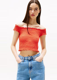 Thumbnail for DW0DW20238 SN6 | Slim Cropped Fit Top mit gesmokten Einsätzen