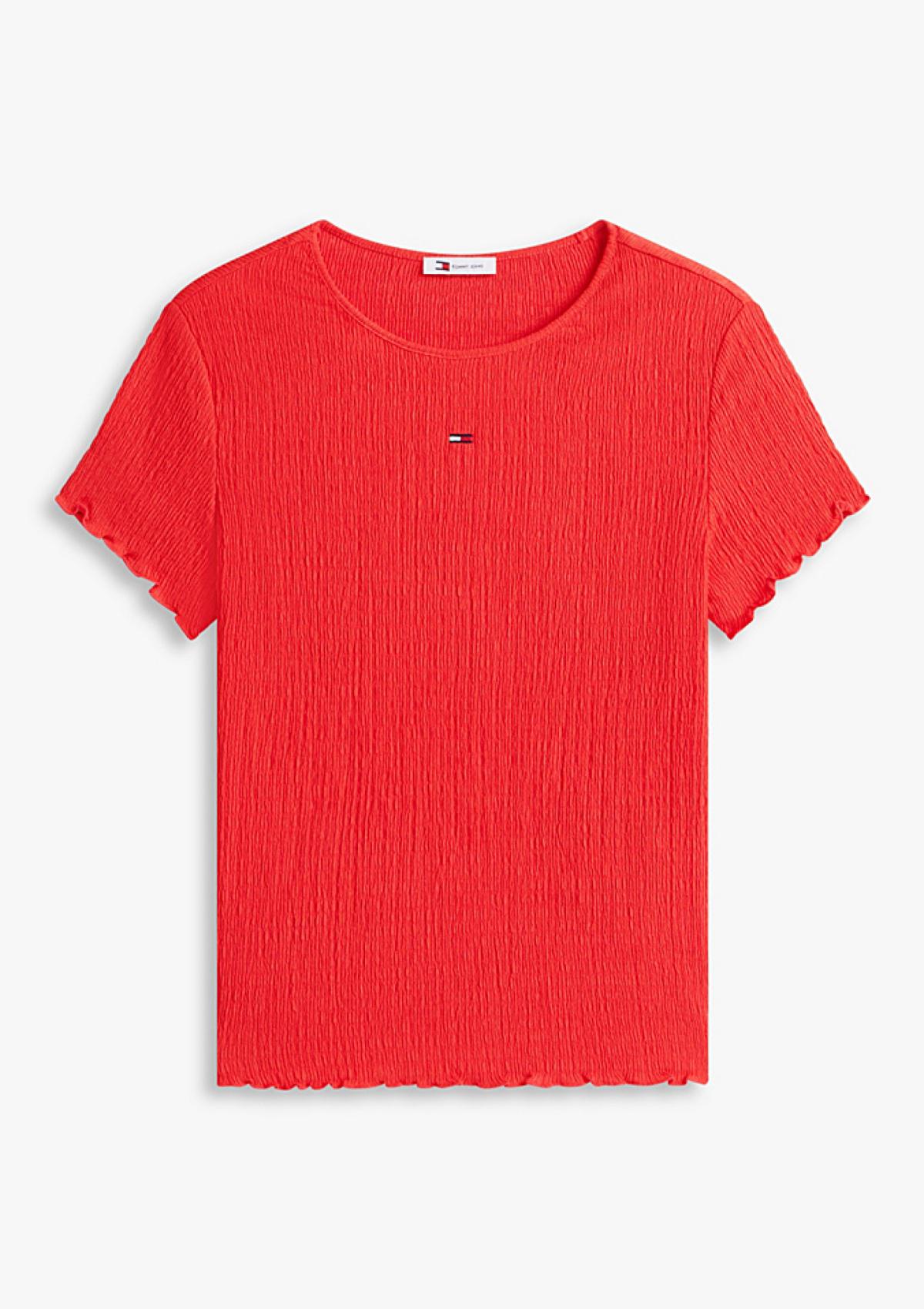 DW0DW22219 XK3 | Gesmoktes Slim Fit T-Shirt aus Seersucker
