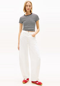 Thumbnail for DW0DW22662 1D0 | Weiße Barrel Leg Jeans mit mittelhohem Bund