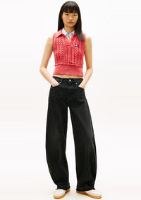 Thumbnail for DW0DW22712 1BZ | Schwarze Barrel Leg Jeans mit mittelhohem Bund