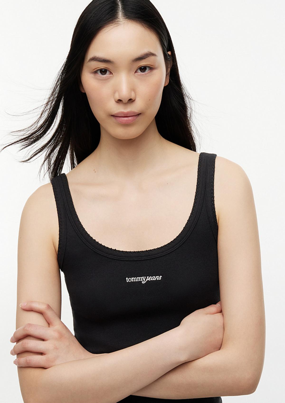 DW0DW22817 BDS | Slim Fit Rippen-Tanktop mit Logo-Stickerei