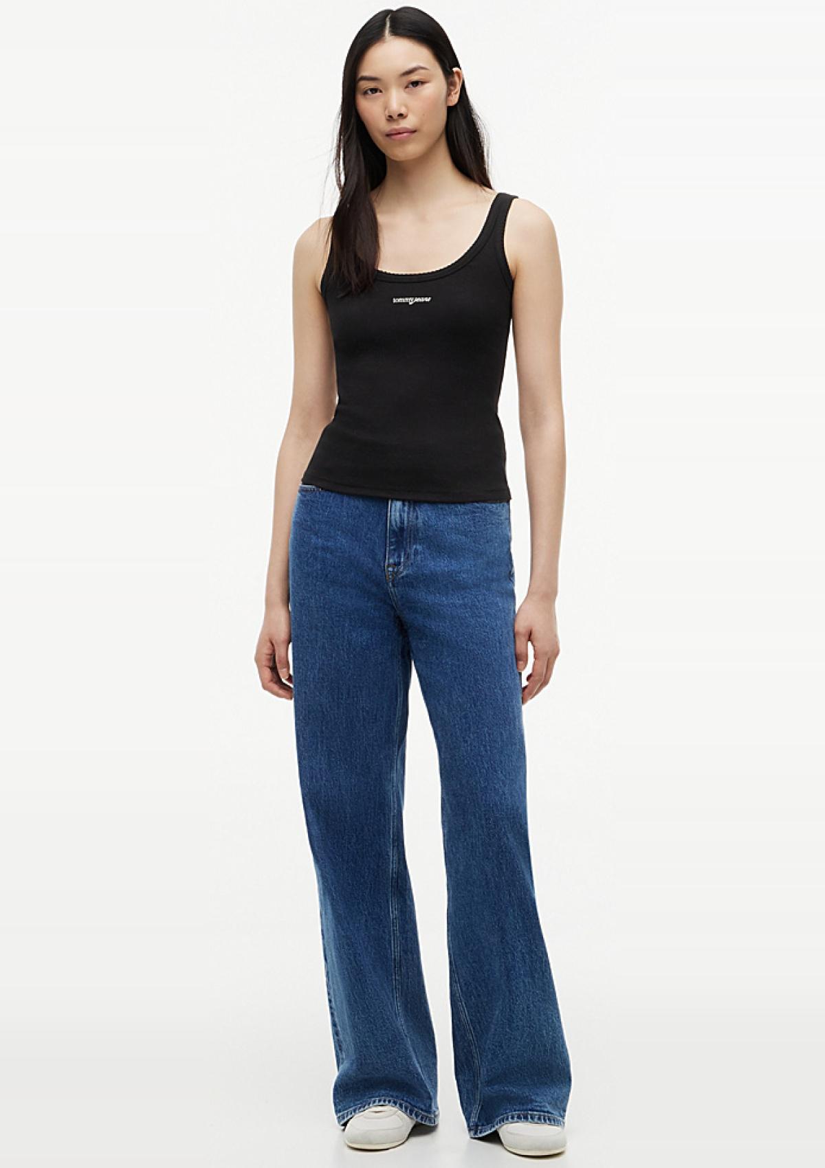 DW0DW22817 BDS | Slim Fit Rippen-Tanktop mit Logo-Stickerei