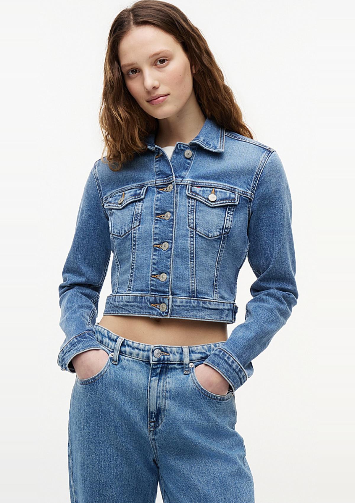 DW0DW22898 1A5 | Slim Cropped Fit Truckerjacke aus Denim