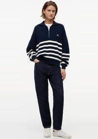 Thumbnail for DW0DW22928 0A9 | Tommy Badge Quarter-Zip-Pullover mit Streifen