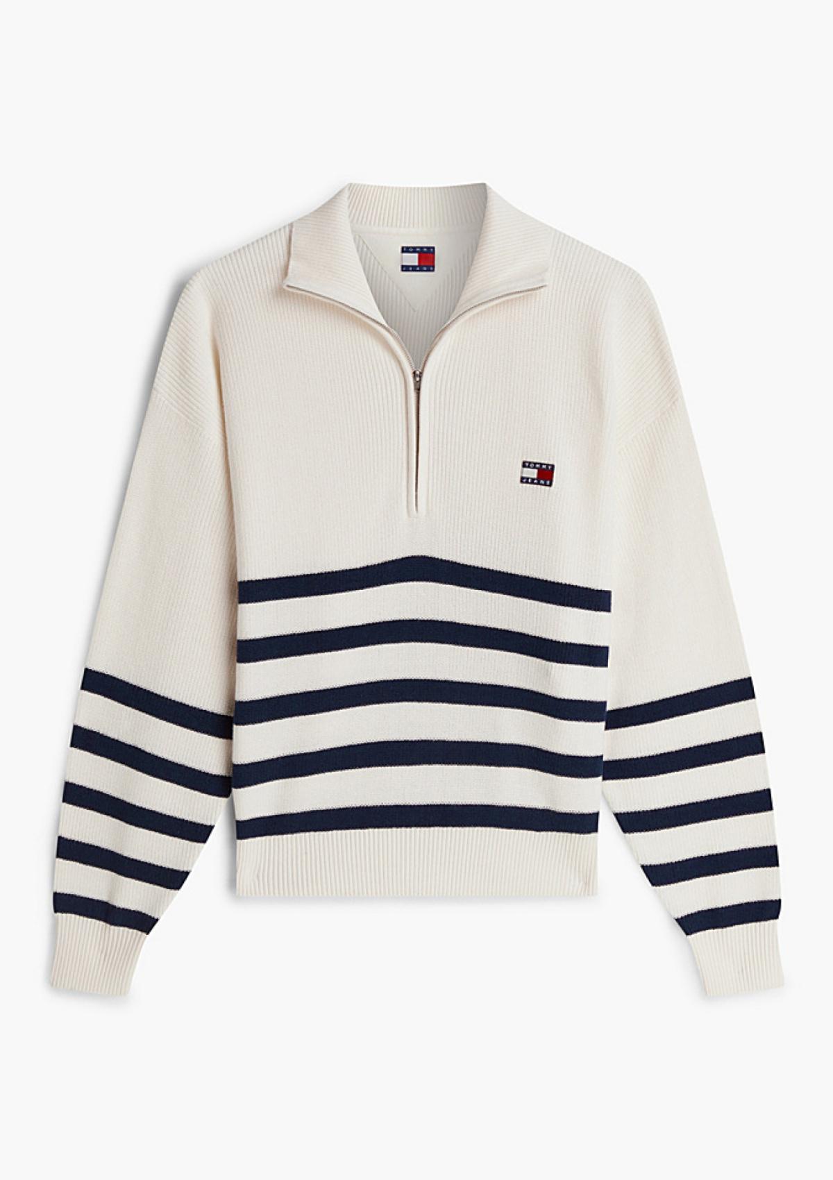 DW0DW22928 YBH | Tommy Badge Quarter-Zip-Pullover mit Streifen