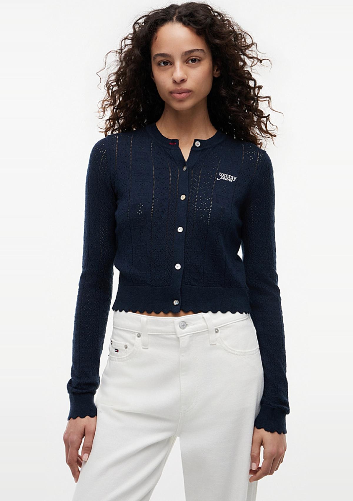 DW0DW22931 C1G | Slim Fit Pointelle-Cardigan mit Flag