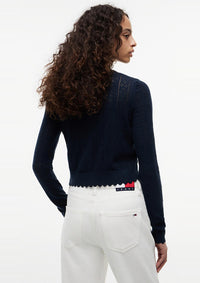 Thumbnail for DW0DW22931 C1G | Slim Fit Pointelle-Cardigan mit Flag