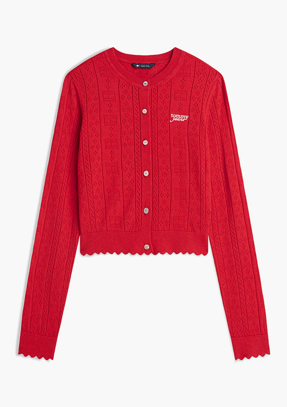 DW0DW22931 XK9 | Slim Fit Pointelle-Cardigan mit Flag