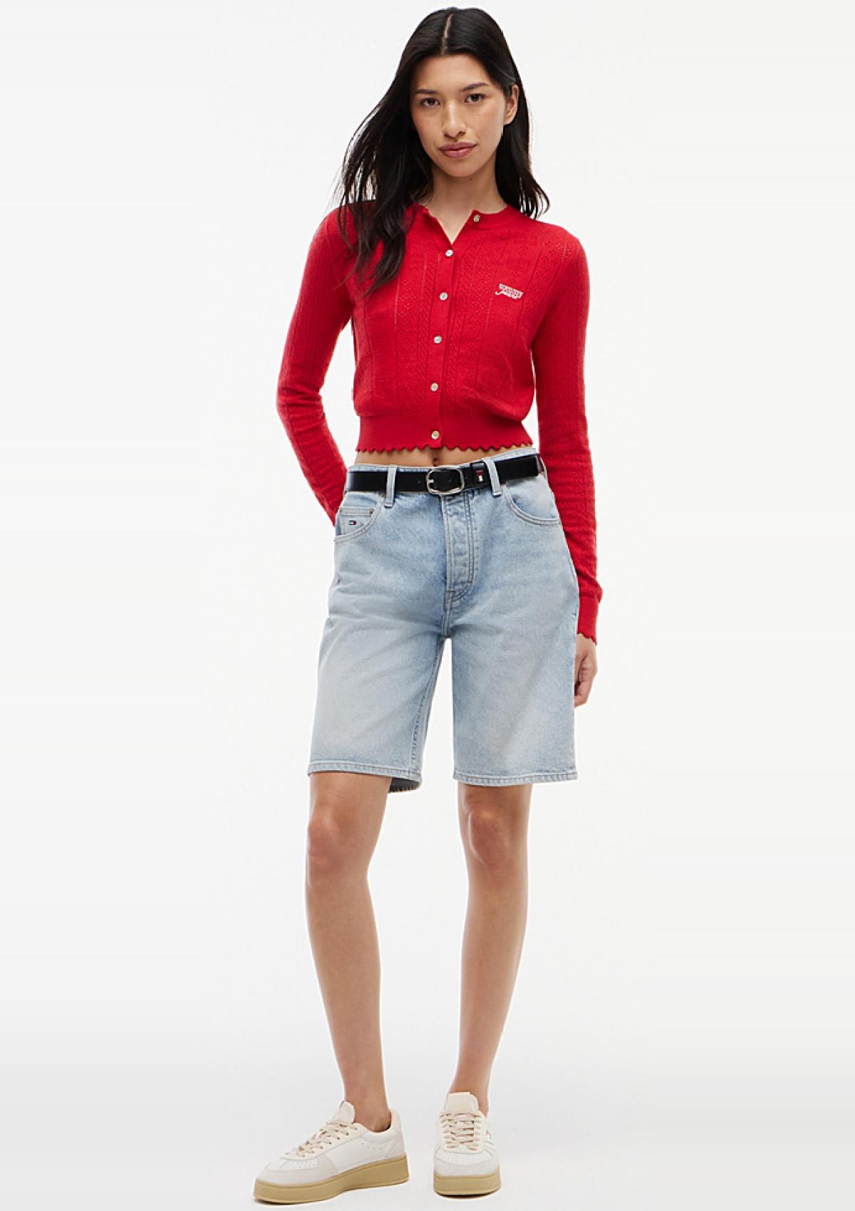 DW0DW22931 XK9 | Slim Fit Pointelle-Cardigan mit Flag