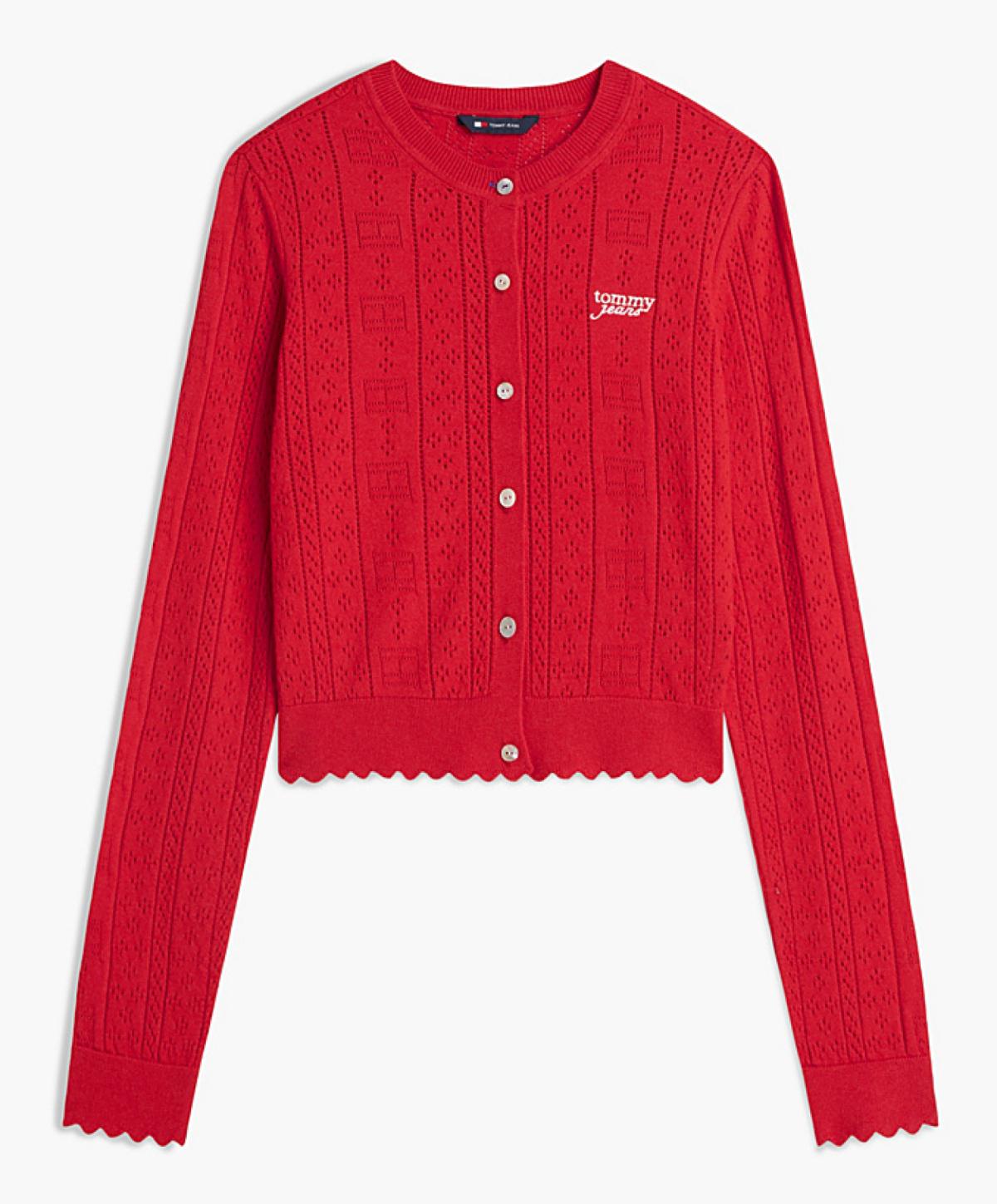DW0DW22931 XK9 | Slim Fit Pointelle-Cardigan mit Flag