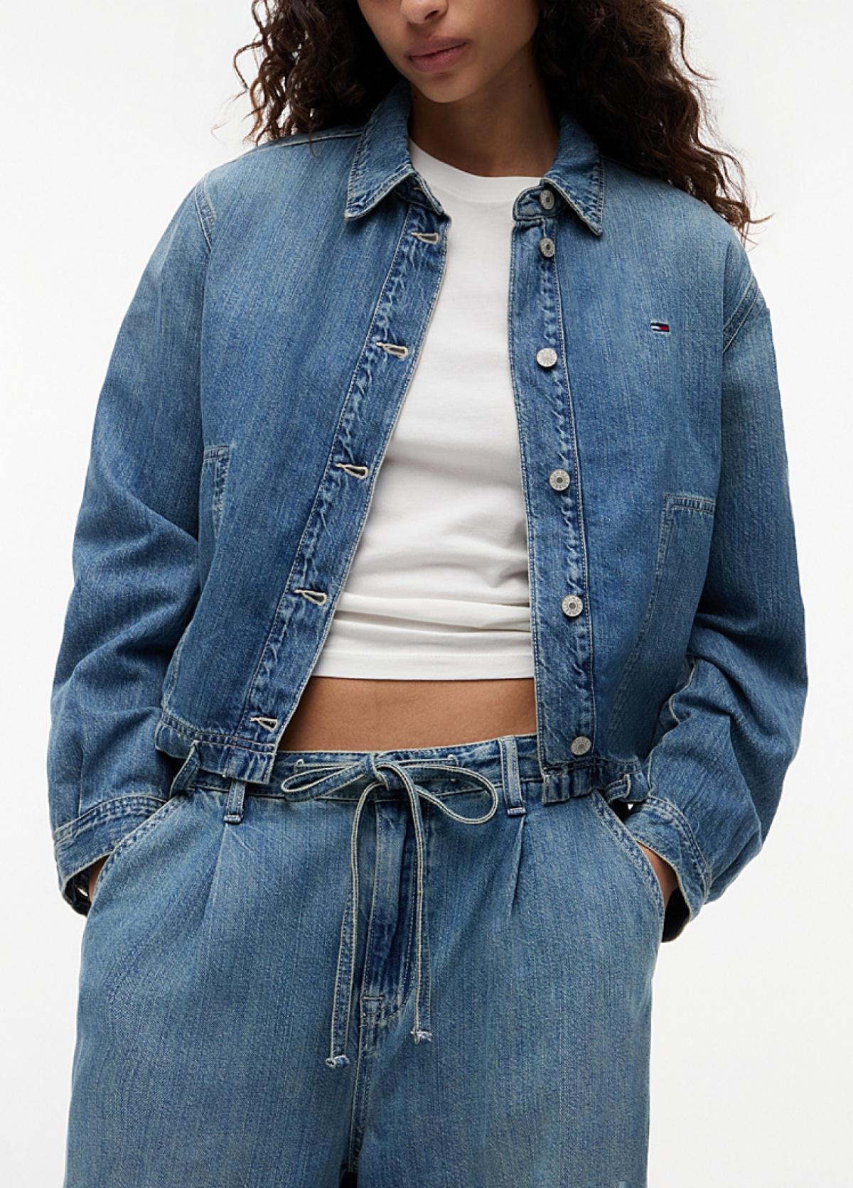 DW0DW23043 1A5 | Loose Jeans mit weitem Bein, Kordelzug und Leinen