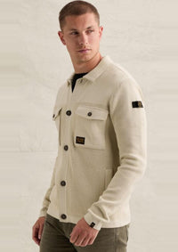 Thumbnail for PKC2609352 7013-Bone White | Strickjacke mit verschiedenen Strukturen und Knopfverschluss
