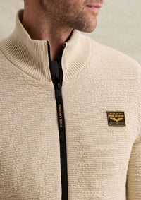 Thumbnail for PKC2610322 7013-Bone White | Strickjacke mit Jacquardstruktur und Nylondetails