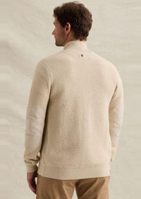 Thumbnail for PKC2610322 7013-Bone White | Strickjacke mit Jacquardstruktur und Nylondetails
