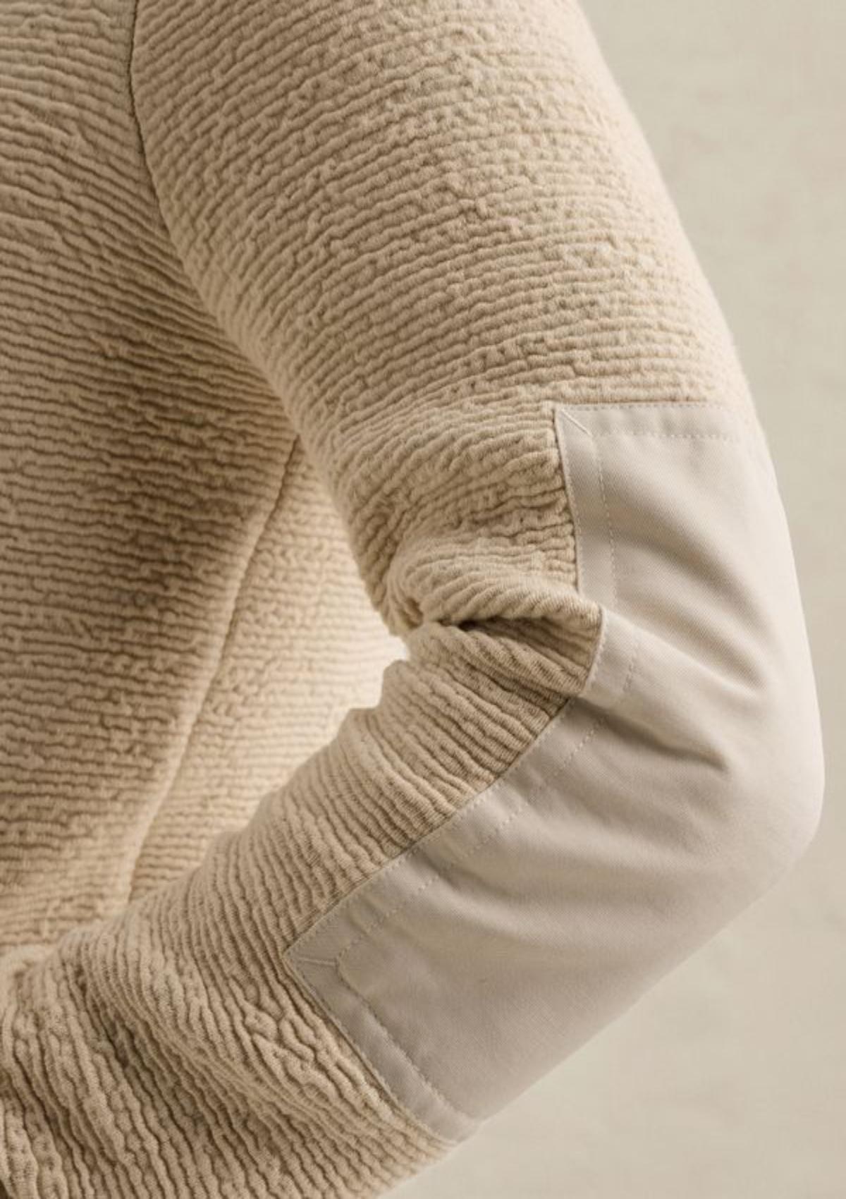 PKC2610322 7013-Bone White | Strickjacke mit Jacquardstruktur und Nylondetails