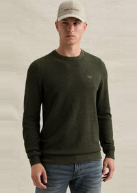 Thumbnail for PKW2608324 6380-Loden Green | Pullover aus Baumwolle/Modal mit Rundhalsausschnitt