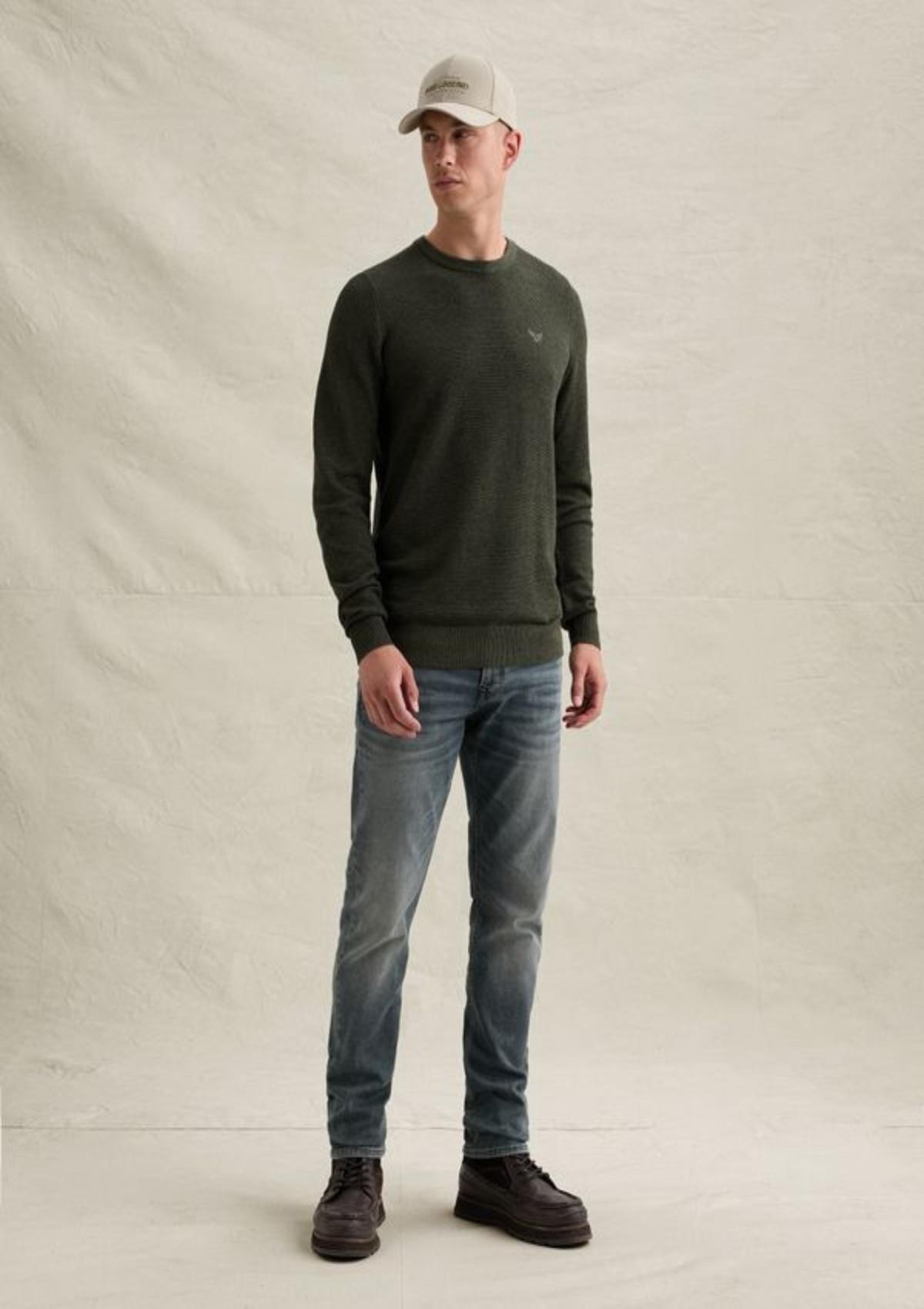 PKW2608324 6380-Loden Green | Pullover aus Baumwolle/Modal mit Rundhalsausschnitt