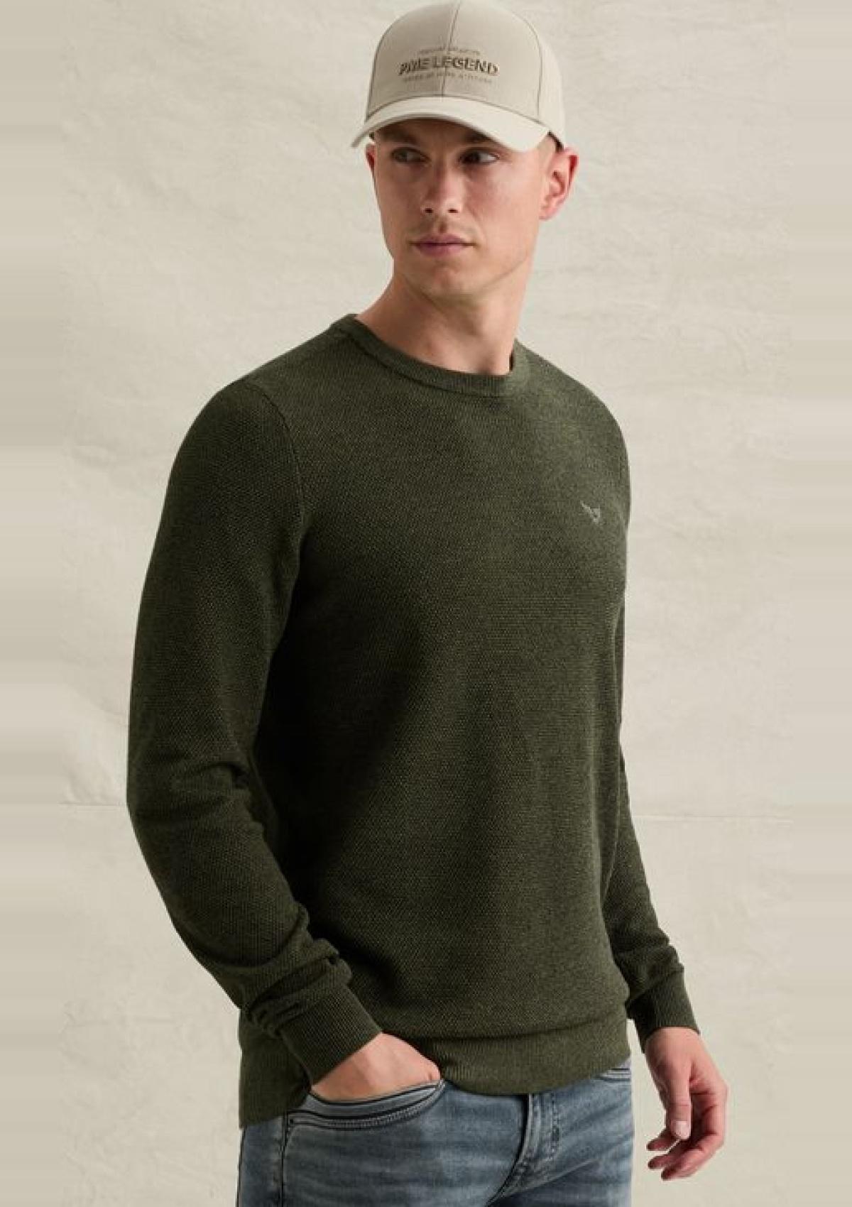 PKW2608324 6380-Loden Green | Pullover aus Baumwolle/Modal mit Rundhalsausschnitt
