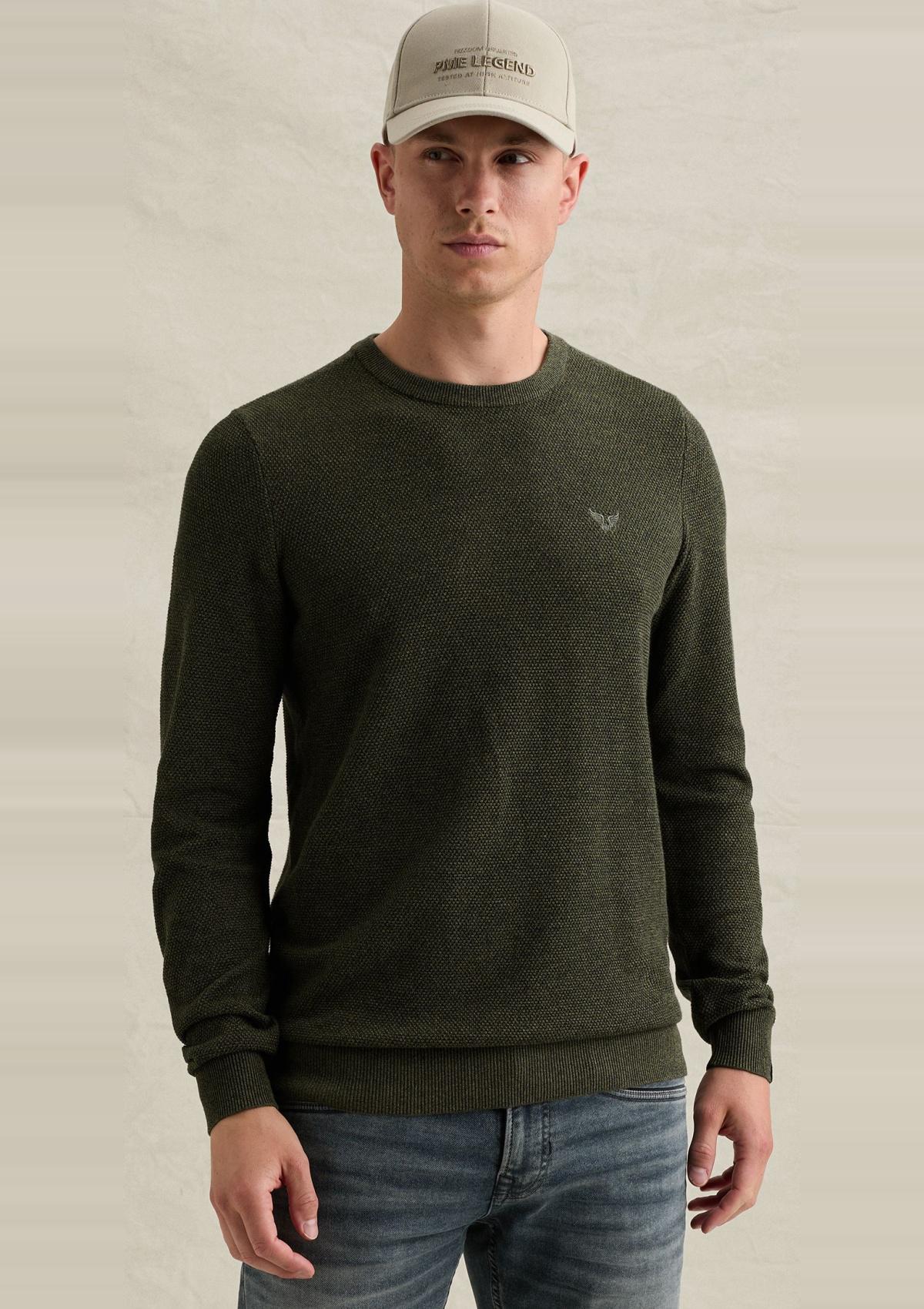 PKW2608324 6380-Loden Green | Pullover aus Baumwolle/Modal mit Rundhalsausschnitt