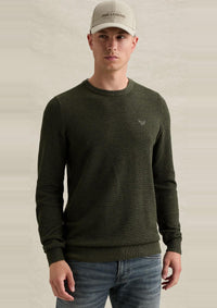 Thumbnail for PKW2608324 6380-Loden Green | Pullover aus Baumwolle/Modal mit Rundhalsausschnitt