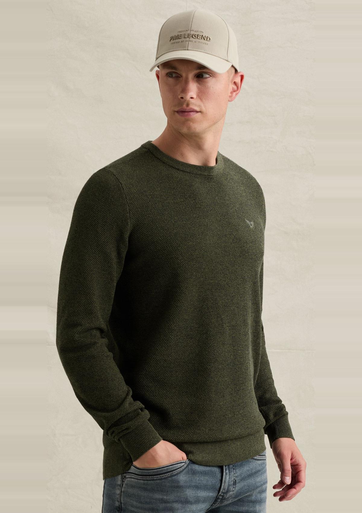 PKW2608324 6380-Loden Green | Pullover aus Baumwolle/Modal mit Rundhalsausschnitt