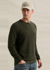 Thumbnail for PKW2608324 6380-Loden Green | Pullover aus Baumwolle/Modal mit Rundhalsausschnitt