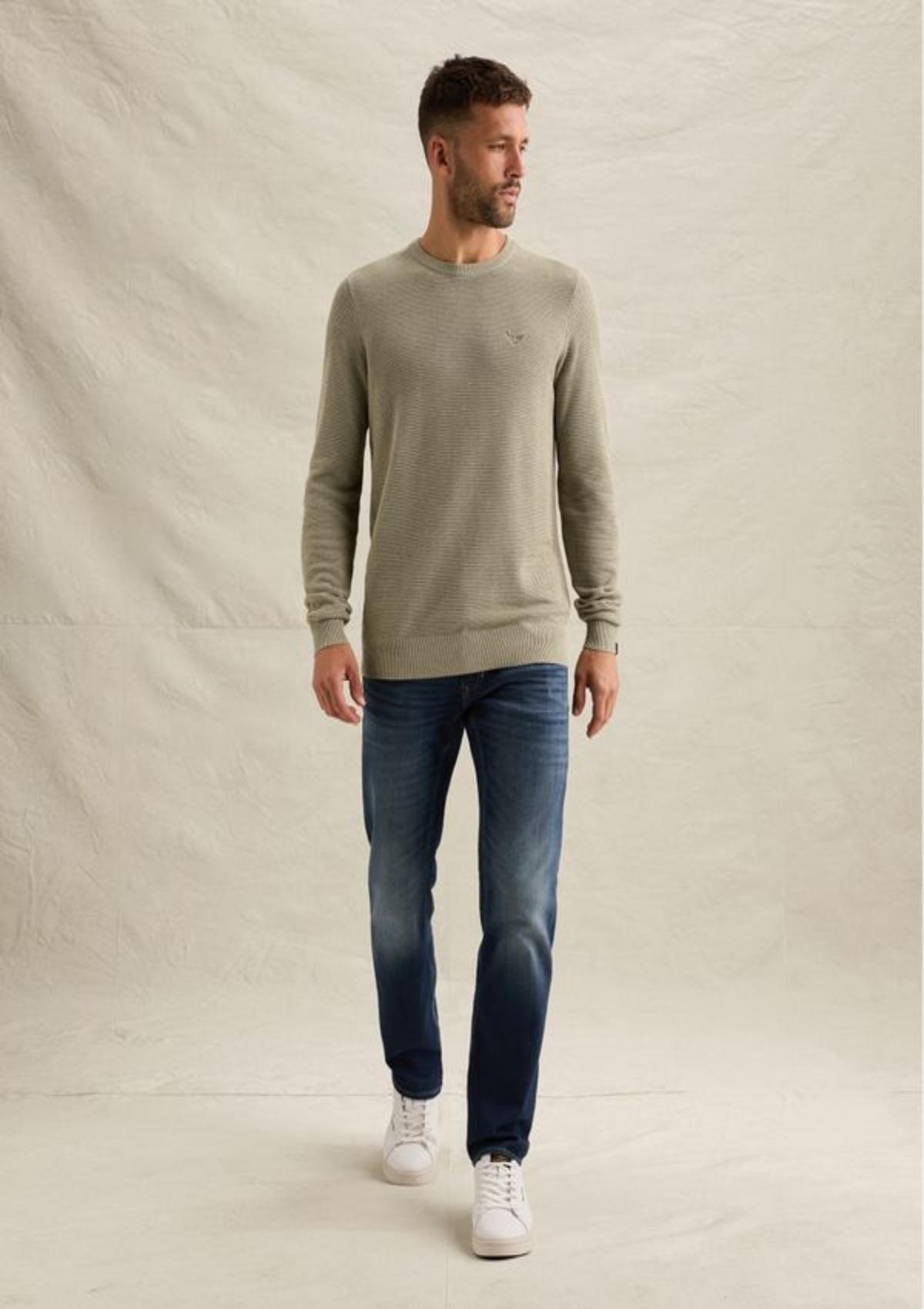 PKW2608324 6412-Abbey Stone | Pullover aus Baumwolle/Modal mit Rundhalsausschnitt