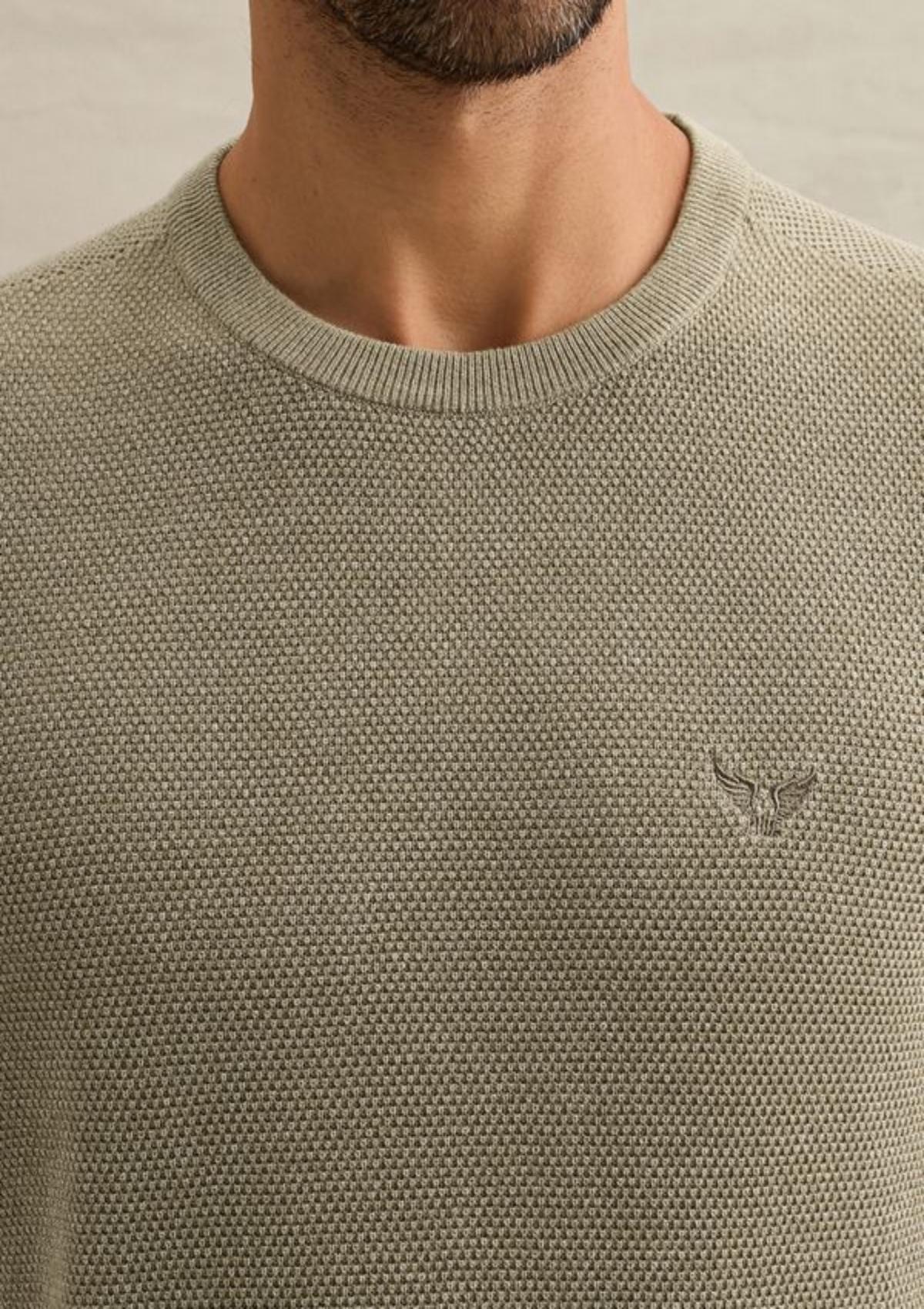 PKW2608324 6412-Abbey Stone | Pullover aus Baumwolle/Modal mit Rundhalsausschnitt